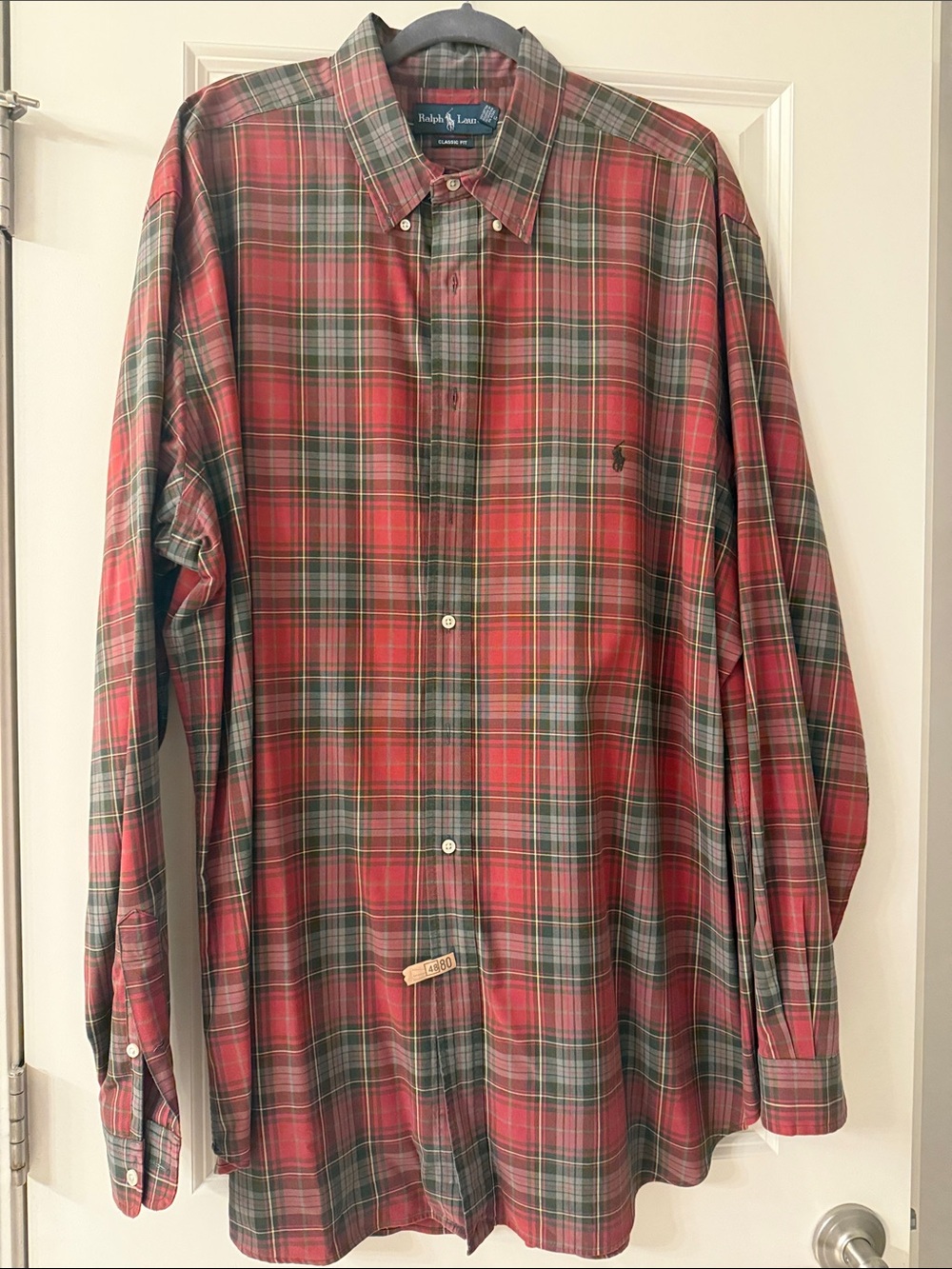 Ralph Lauren Red and Green Plaid Button-Down Shirt